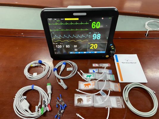 Cirúrgico Monitor de Frequência Cardíaca Uso Veterinário 15 polegadas Com ECG NIBP SPO2