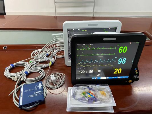 Monitor cardíaco modular portátil com tela de 15 polegadas e 6 parâmetros
