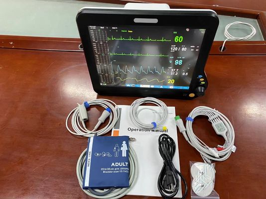 Multiparameter ICU Heart Monitor, Hospital Vitals Machine com 15 &quot; Display