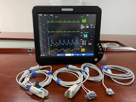 Monitor multilíngue de parâmetros vitais, máquina de parâmetros vitais do hospital 15 polegadas para adultos
