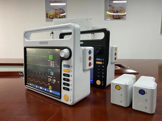 Máquina de monitoramento cardíaco multilíngue com ECG NIBP SPO2 2Temp PR HR