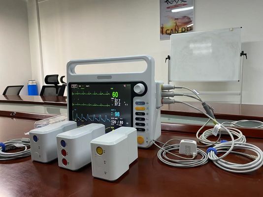 Monitor portátil modular de paciente multilíngue com tela sensível ao toque