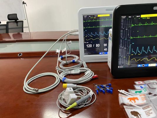 Monitor de sinais vitais veterinários multifuncional, monitor de parâmetros múltiplos 15 polegadas