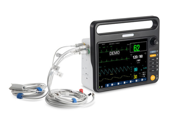 12Monitores cardíacos LCD TFT de gama alta de 0,1 polegadas com medições abrangentes de ECG, SPO2, NIBP, Temp, Resp.